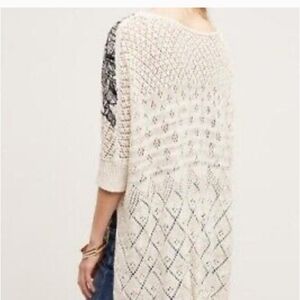 Anthropologie Women Knitted Knotted Embroidered Launa Tunic Sweater Size XS/S